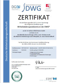 Zertifikat DWG - Deutsche Wirbelsäulen Gesellschaft